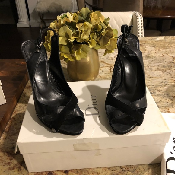 Authentic Christian Dior black sand heel size 38 - Picture 2 of 9